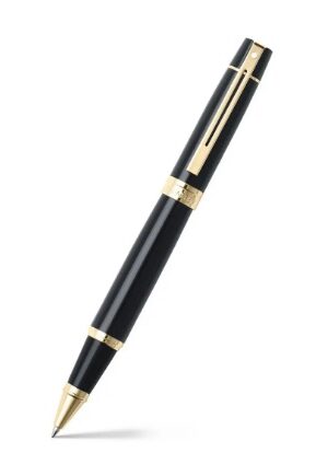 ROLLERBALL SERIE 300 NEGRO BRILLANTE GANCHO DORADO