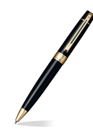 BOLIGRAFO SERIE 300 NEGRO BRILLANTE GANCHO DORADO