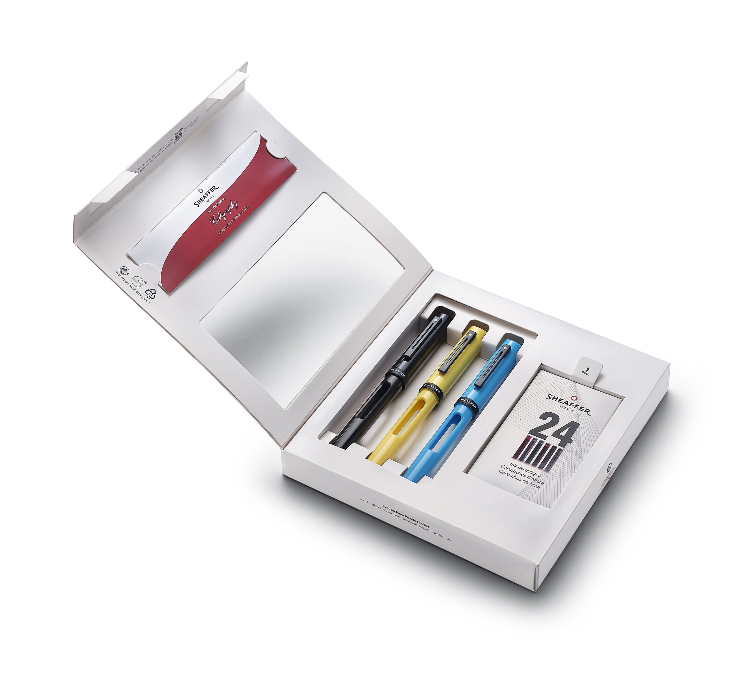 SHEAFFER SET DE CALIGRAFIA MAXI KIT NEGRO AZUL Y AMARILLO - Imagen 6